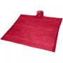 Ziva disposable rain poncho with storage pouch Red