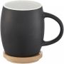 Hearth 400 ml ceramic mug with wooden coaster Black