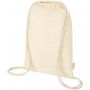 Orissa 100 g/m² organic cotton drawstring bag 5L Beige