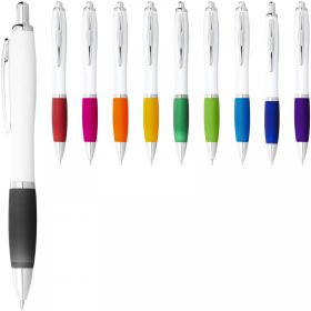 Nash ballpoint pen with white barrel and coloured grip White