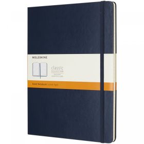 Moleskine Classic XL hard cover notebook - ruled Blue