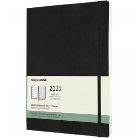 Moleskine soft cover 12 month weekly XL planner Black