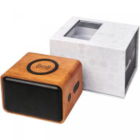 Wooden 3W speaker with wireless charging pad Brown