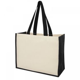 Varai 320 g/m² canvas and jute shopping tote bag 23L Black