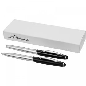 Geneva stylus ballpoint pen and rollerball pen set Silver